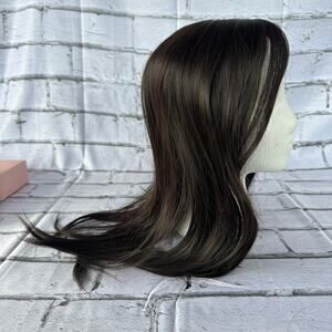 New 18 Inch Clip In Brown Hair Topper Long  Straight Synthetic Wig Topper Wiglet